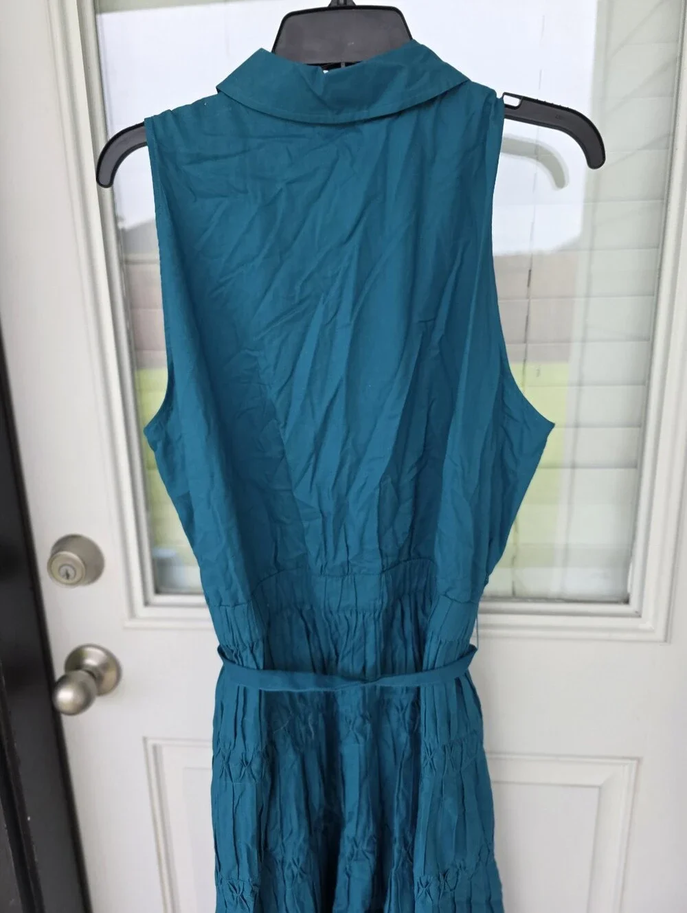 Anne Klein Teal Sleeveless Shirt Dress Belted Tiered Midi Dress Size 14 NWT